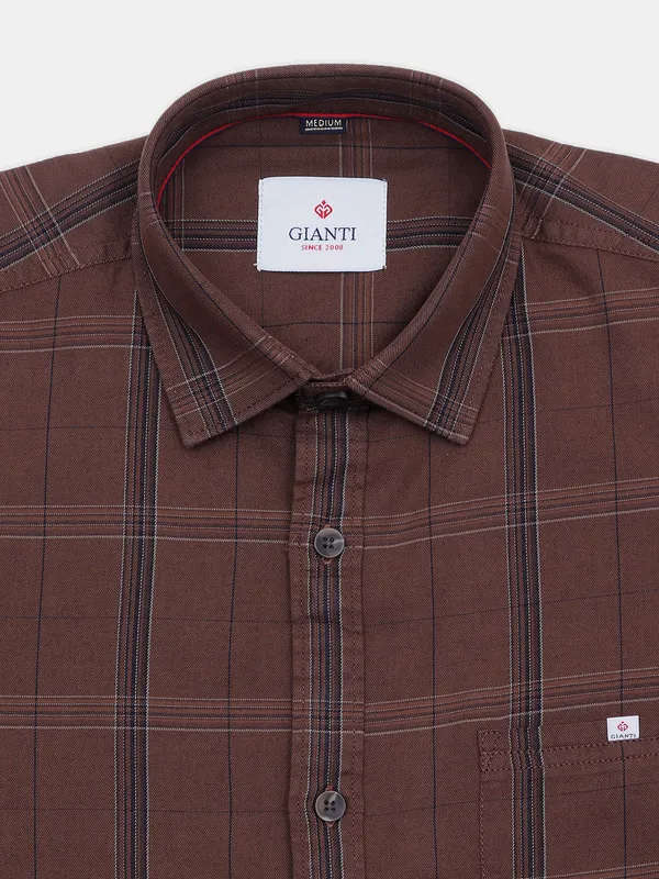 Gianti brown casual wear checks shirt