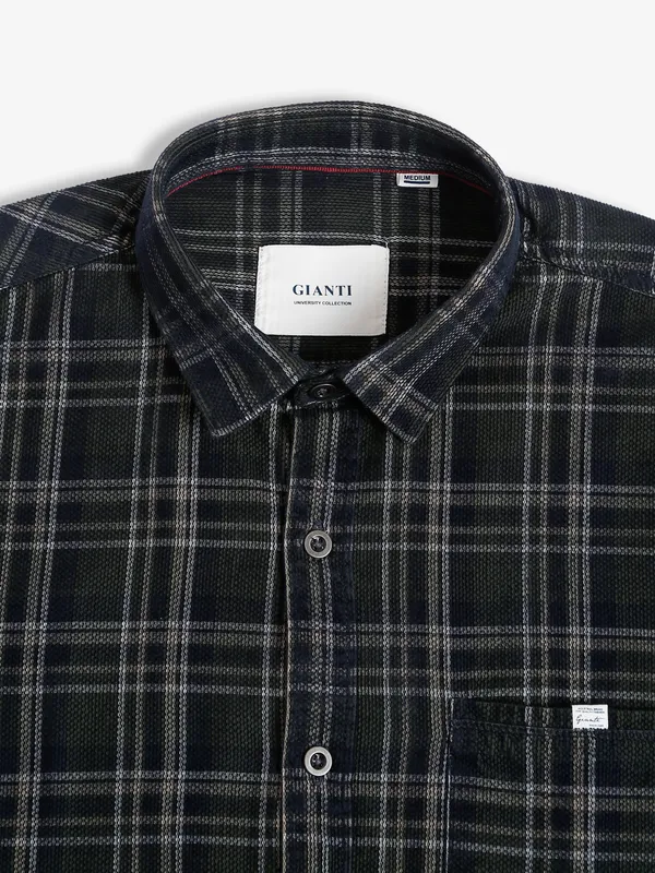 Gianti cotton black and olive checks shirt