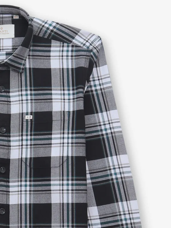 GIANTI cotton black checkered shirt