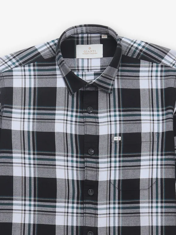 GIANTI cotton black checkered shirt