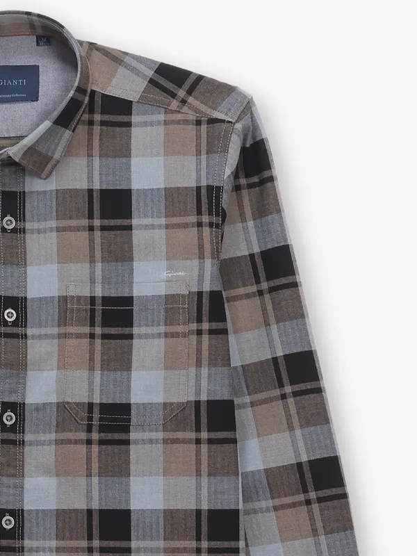 GIANTI cotton brown shirt for men