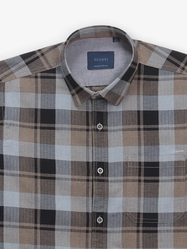 GIANTI cotton brown shirt for men