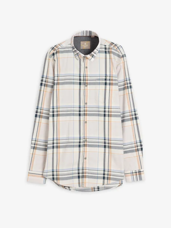 Gianti cotton checks beige shirt