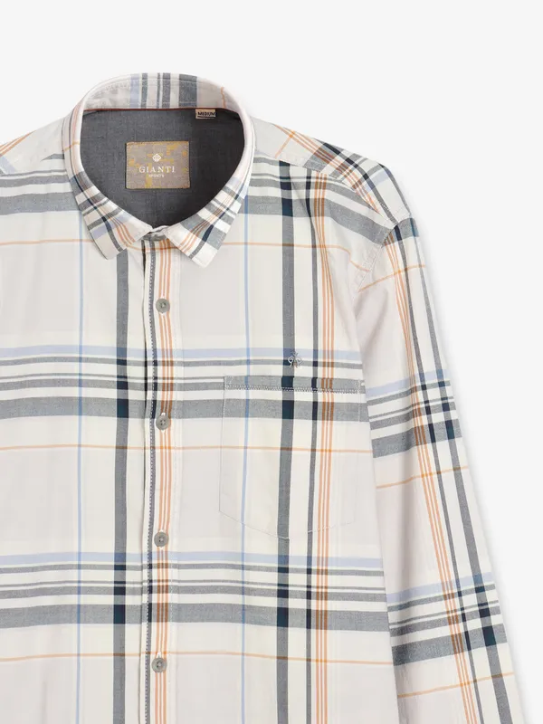 Gianti cotton checks beige shirt