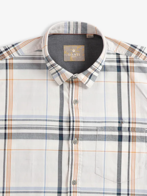 Gianti cotton checks beige shirt