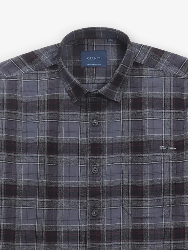 GIANTI cotton grey checked shirt