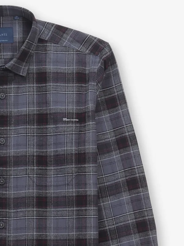 GIANTI cotton grey checked shirt