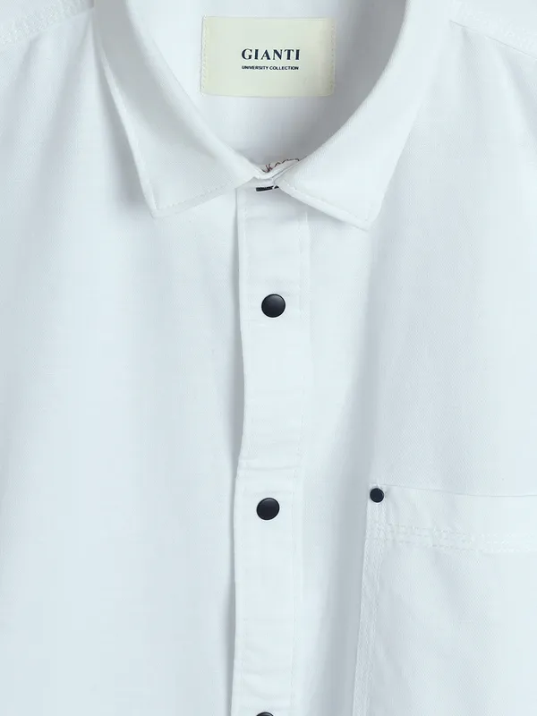 GIANTI cotton plain white shirt