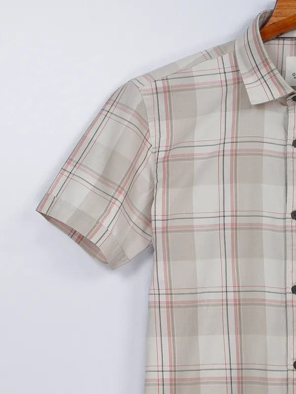 Gianti cream checks casual shirt