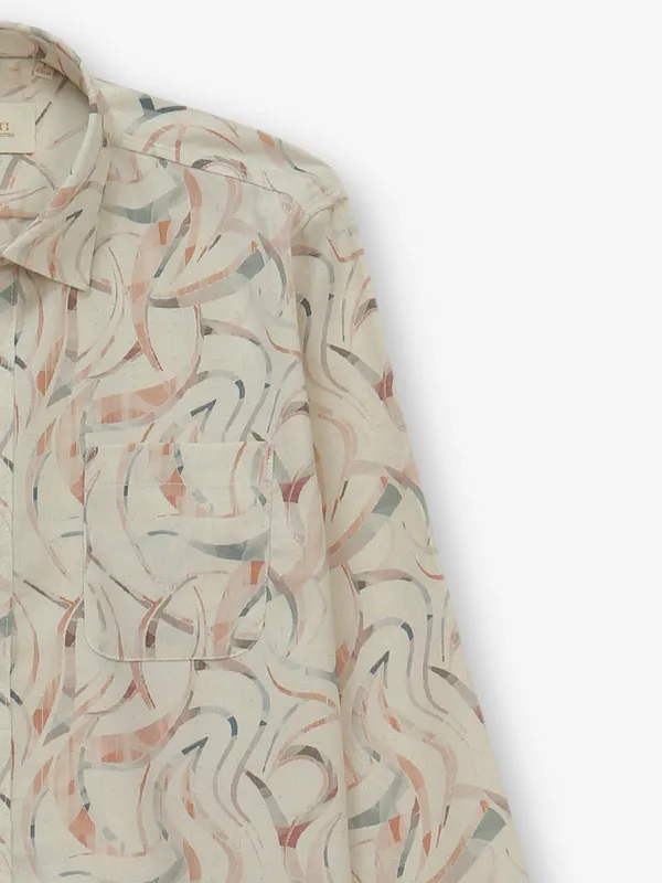 GIANTI cream cotton shirt with checked