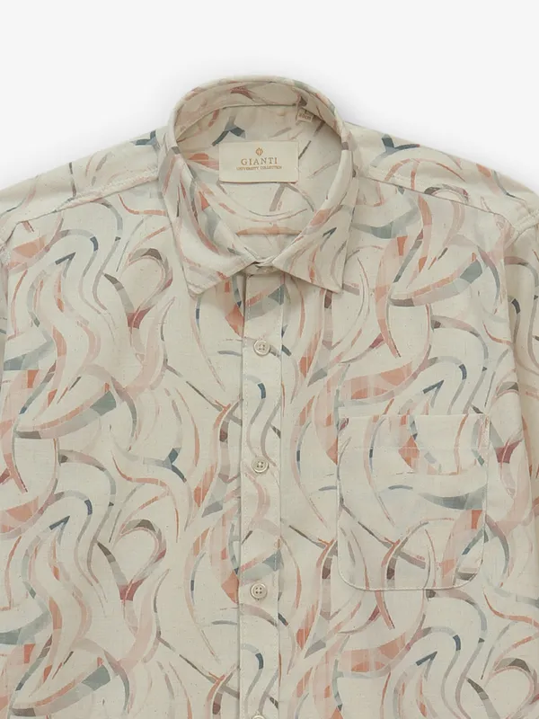 GIANTI cream cotton shirt with checked