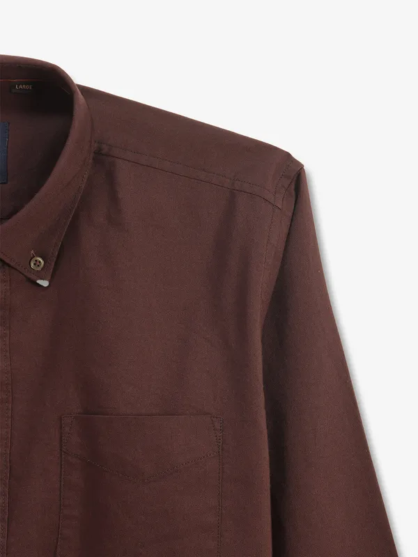 GIANTI dark brown plain cotton shirt