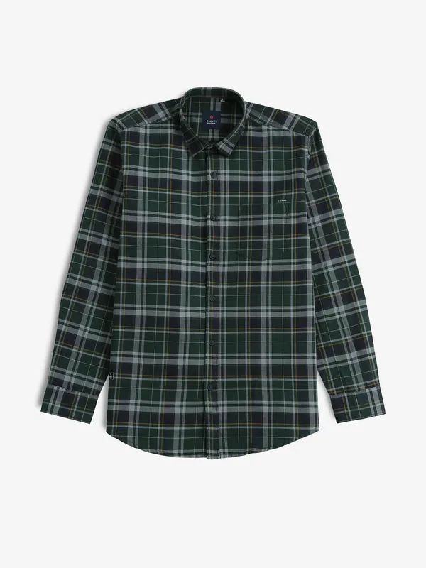 GIANTI dark green checks cotton shirt