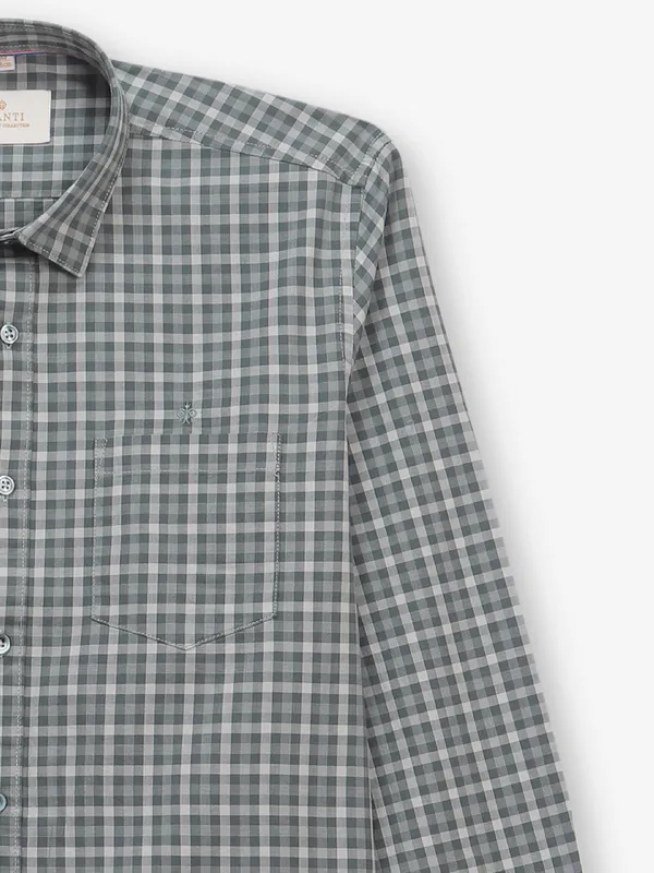 GIANTI dark green cotton shirt with checks