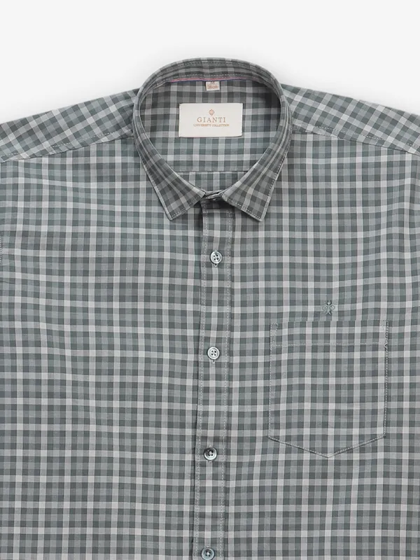 GIANTI dark green cotton shirt with checks