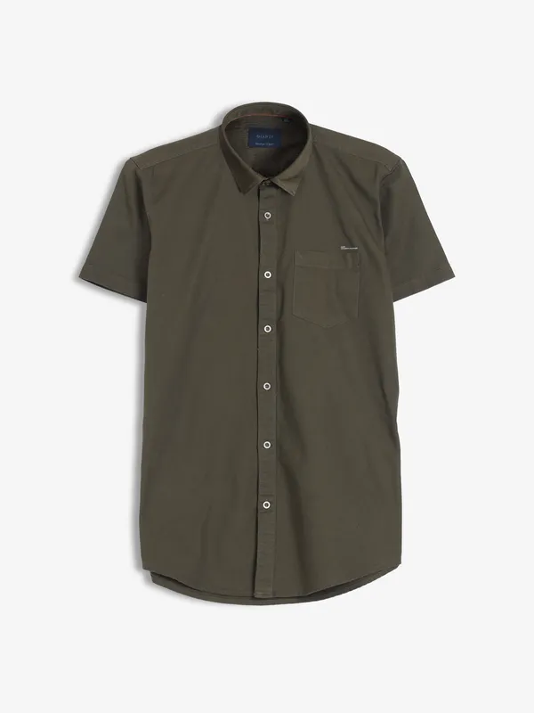 GIANTI dark green plain shirt