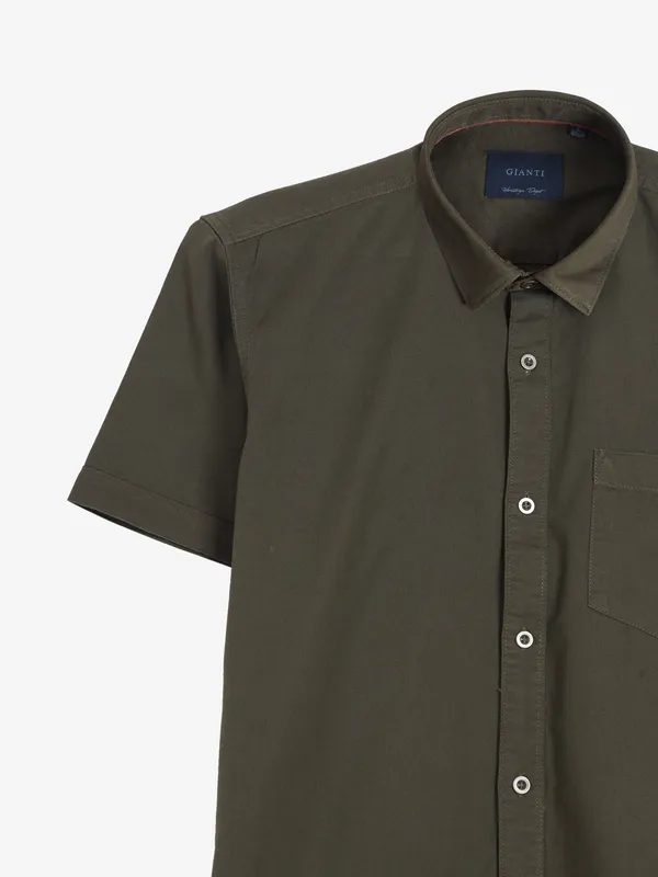GIANTI dark green plain shirt