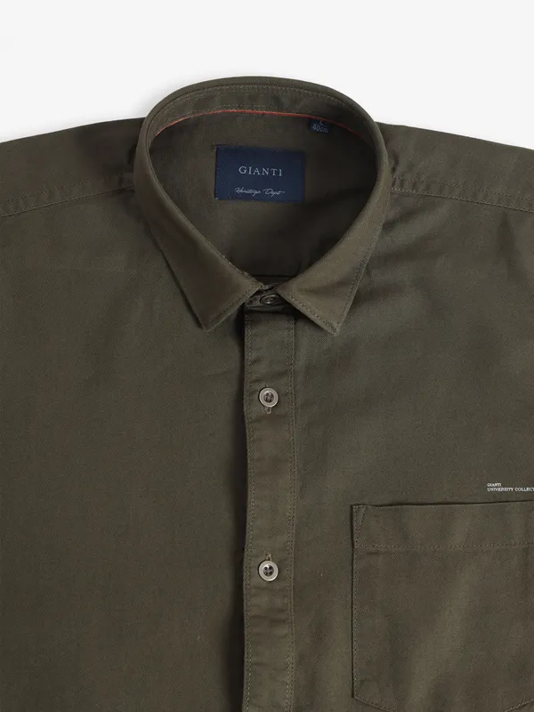 GIANTI dark green plain shirt