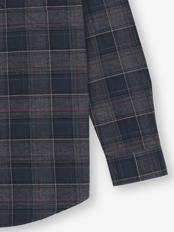 GIANTI dark grey checks cotton shirt for men