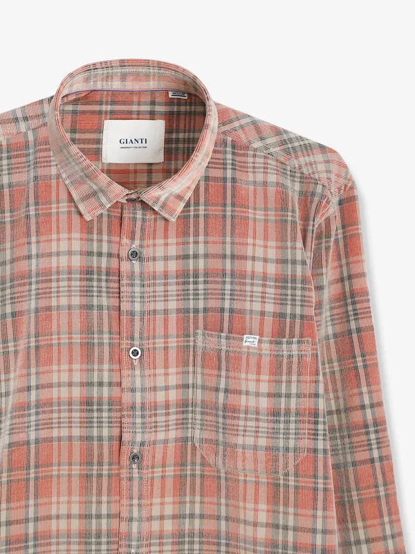 Gianti dusty peach checks cotton shirt