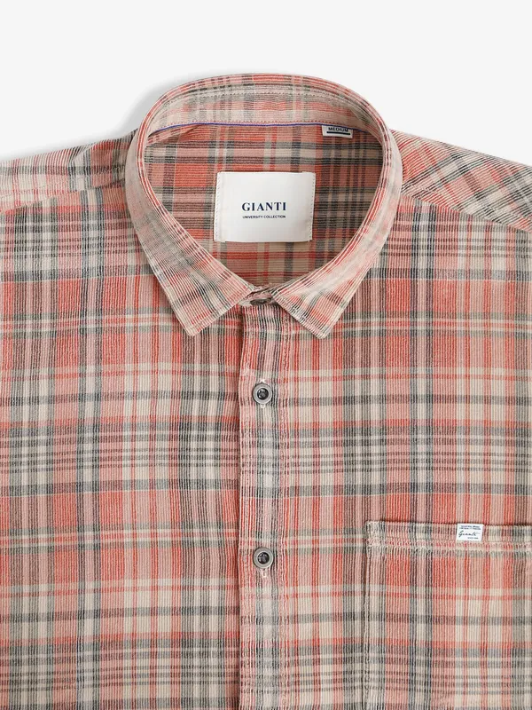 Gianti dusty peach checks cotton shirt