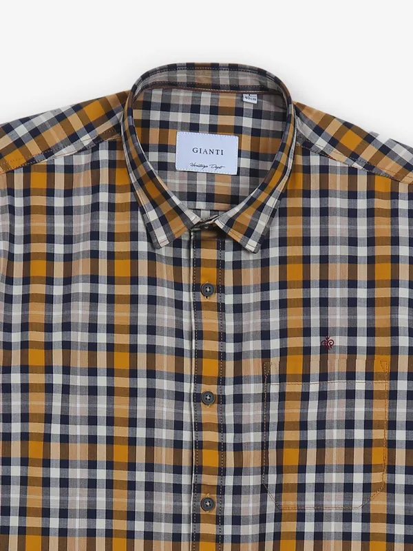 GIANTI gold checks cotton shirt