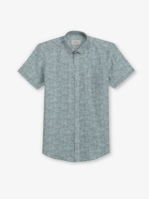 GIANTI green texture cotton silk shirt