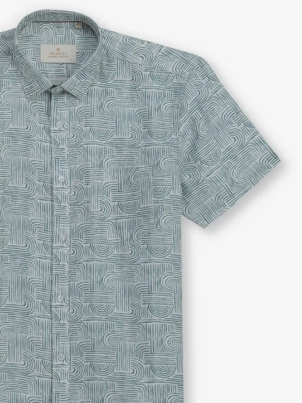 GIANTI green texture cotton silk shirt