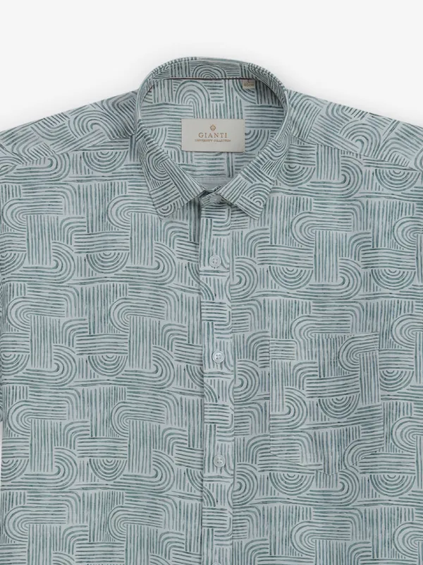 GIANTI green texture cotton silk shirt