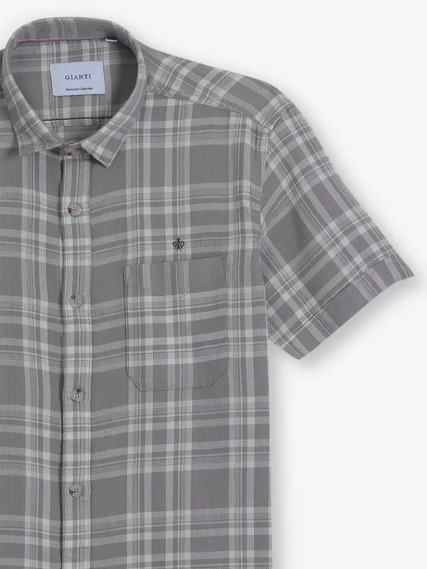 GIANTI grey checks cotton shirt for men