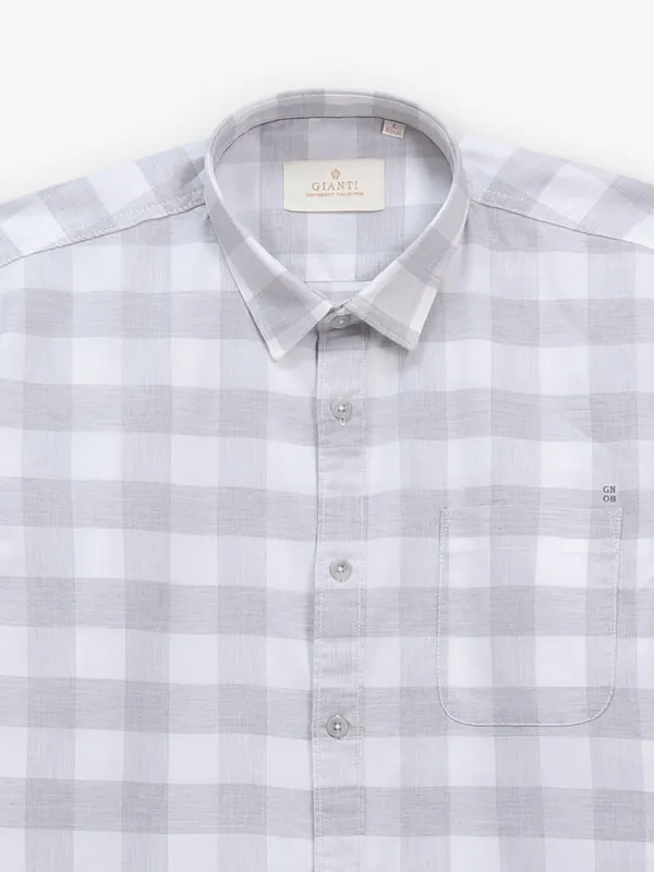 GIANTI grey cotton slim fit shirt