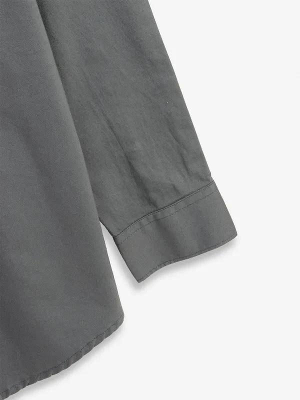 GIANTI grey plain cotton shirt