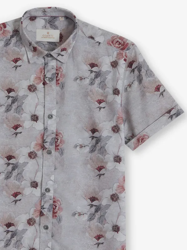 GIANTI grey printed cotton shirt for men
