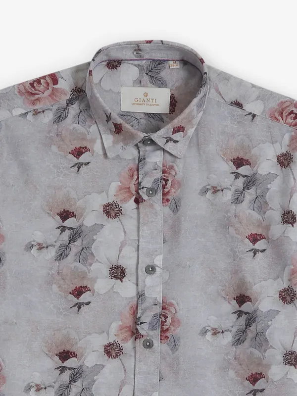 GIANTI grey printed cotton shirt for men