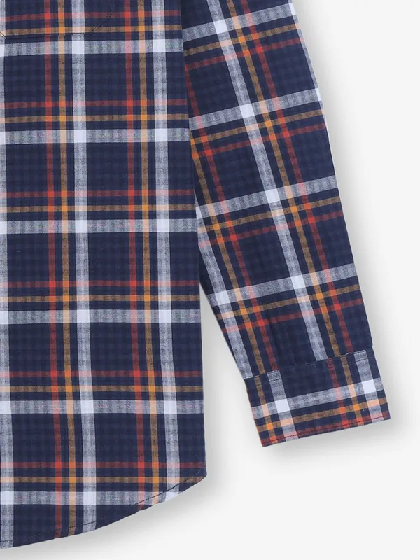 GIANTI indigo blue checks cotton shirt