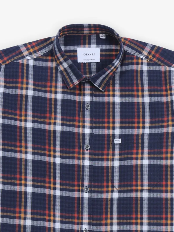 GIANTI indigo blue checks cotton shirt