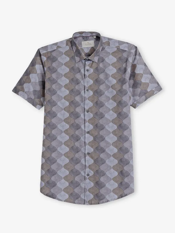GIANTI khaki cotton printed shirt