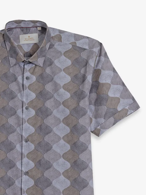GIANTI khaki cotton printed shirt