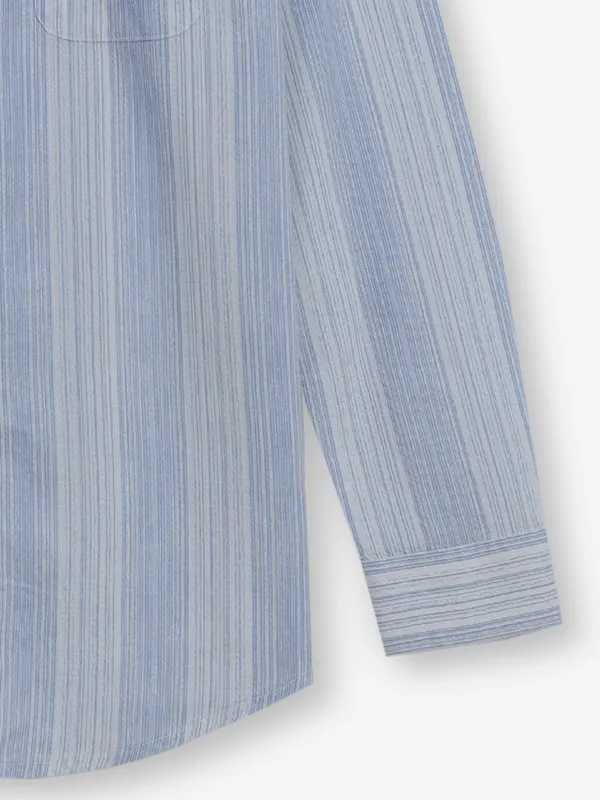 GIANTI light blue cotton silk stripe shirt