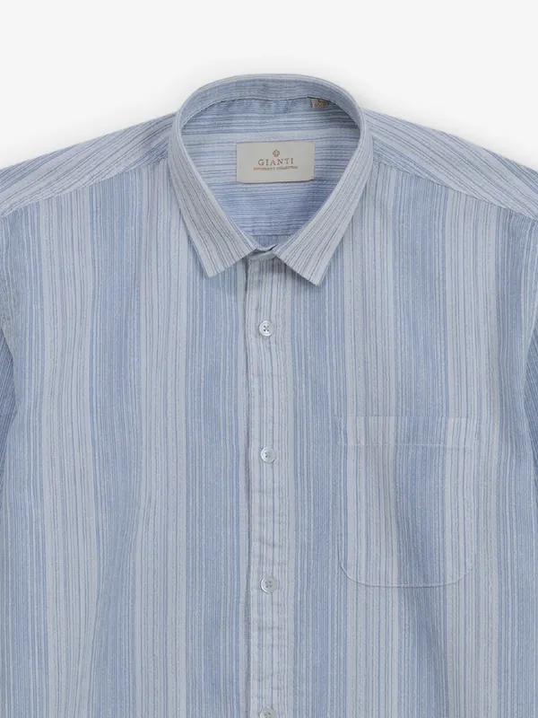 GIANTI light blue cotton silk stripe shirt