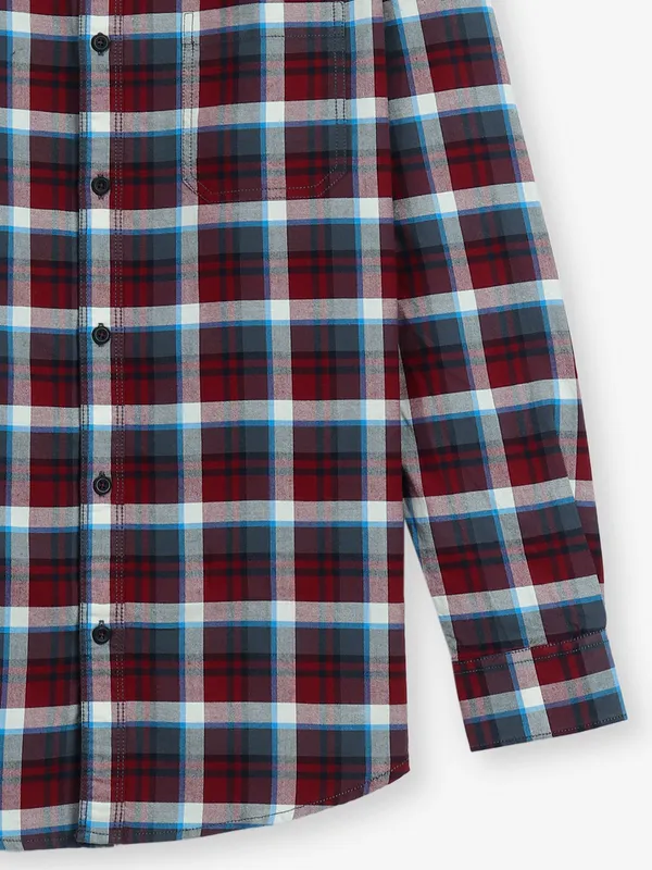 GIANTI maroon checks cotton shirt