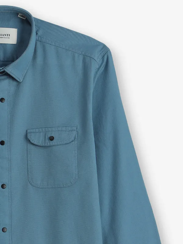GIANTI mint blue plain cotton shirt