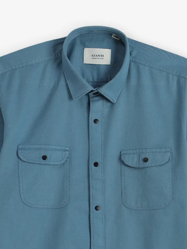 GIANTI mint blue plain cotton shirt