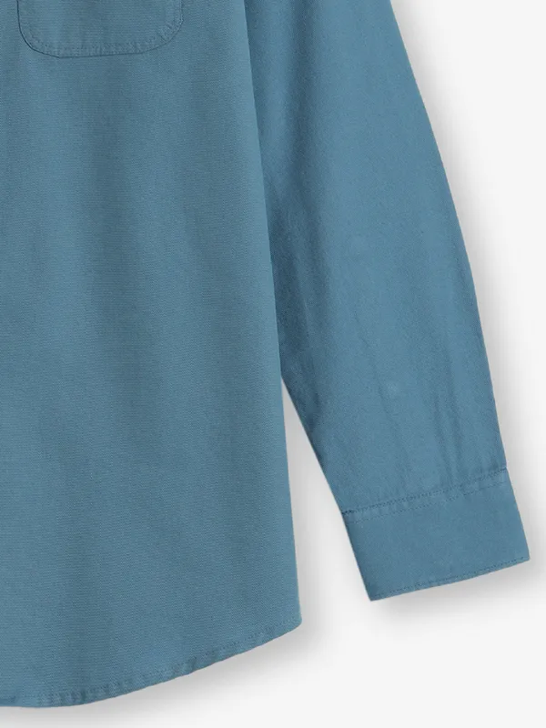 GIANTI mint blue plain cotton shirt