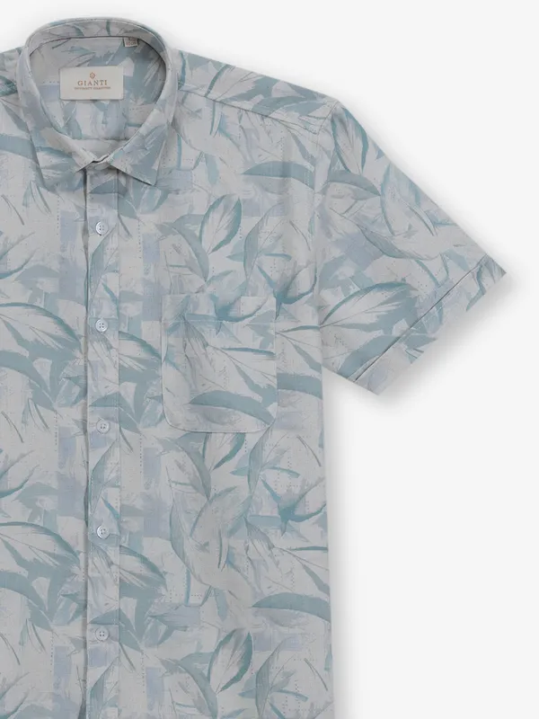 GIANTI mint green cotton printed shirt
