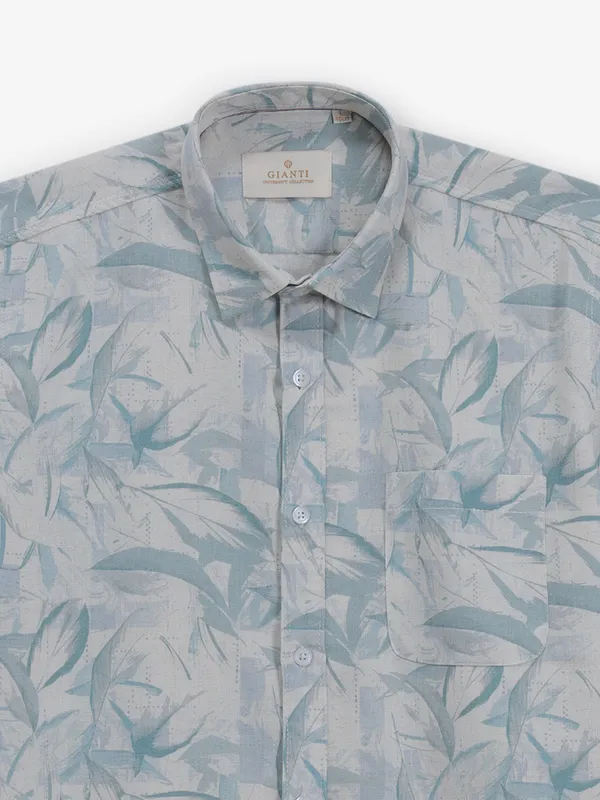GIANTI mint green cotton printed shirt