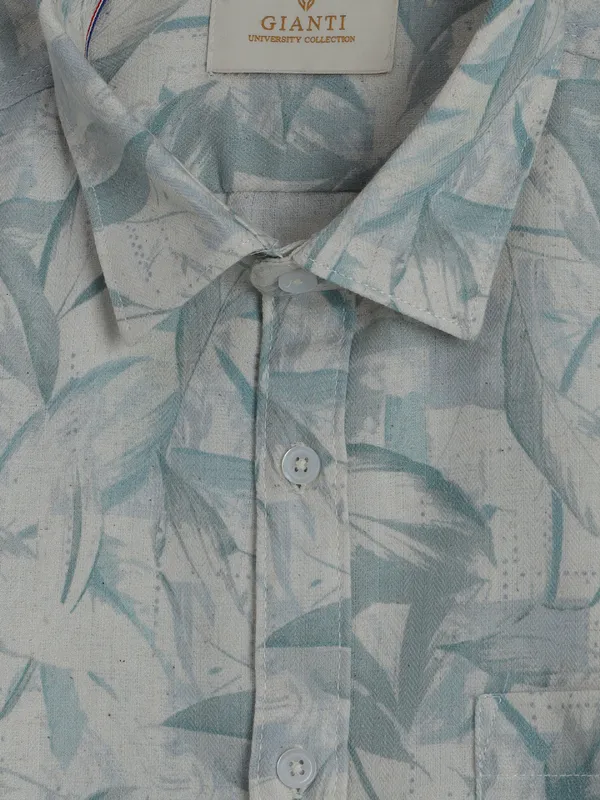 GIANTI mint green printed cotton shirt