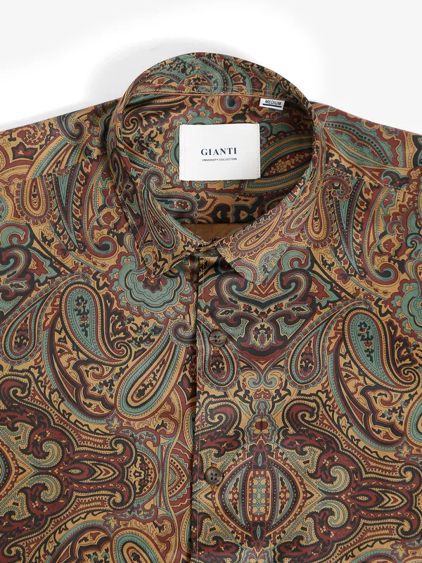 Gianti mustard yellow printed casual shirt