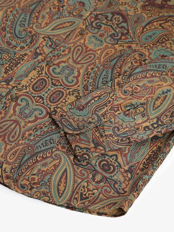Gianti mustard yellow printed casual shirt