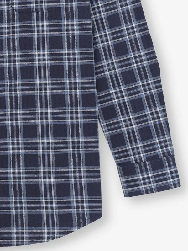 GIANTI navy cotton checks shirt